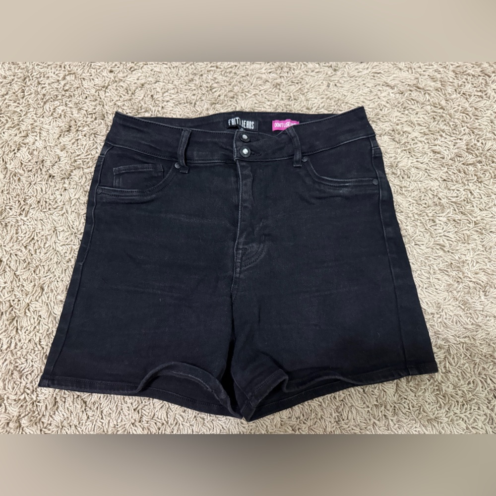 Black High Waist Denim Shorts
